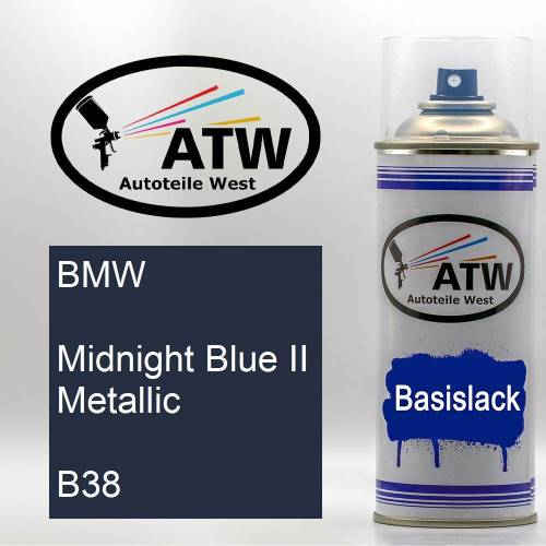 BMW, Midnight Blue II Metallic, B38: 400ml Sprühdose, von ATW Autoteile West.